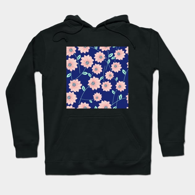 Blue & Pink Floral Pattern Hoodie by FloralPatterns